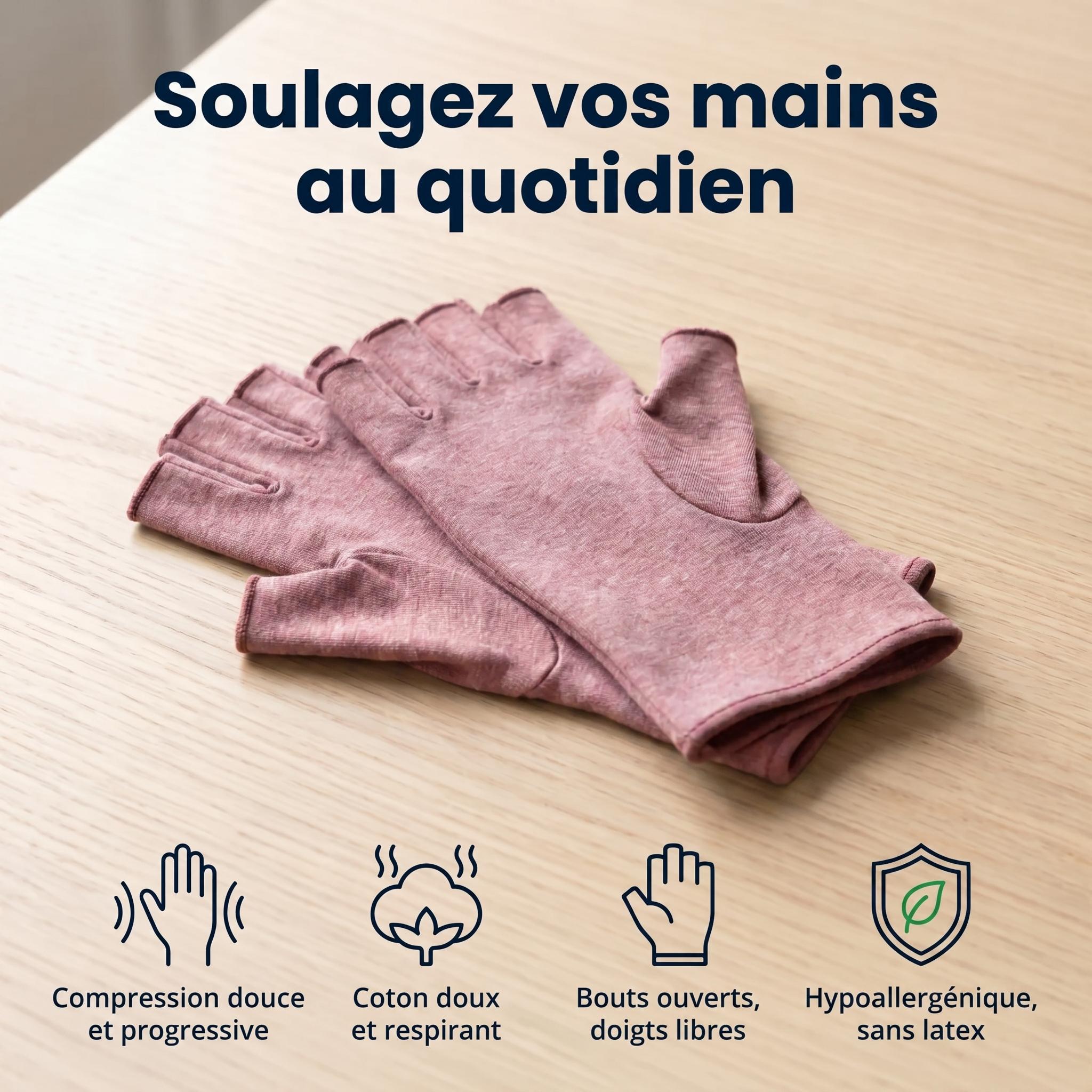 Gants de compression anti-douleurs Rose | Sameo™