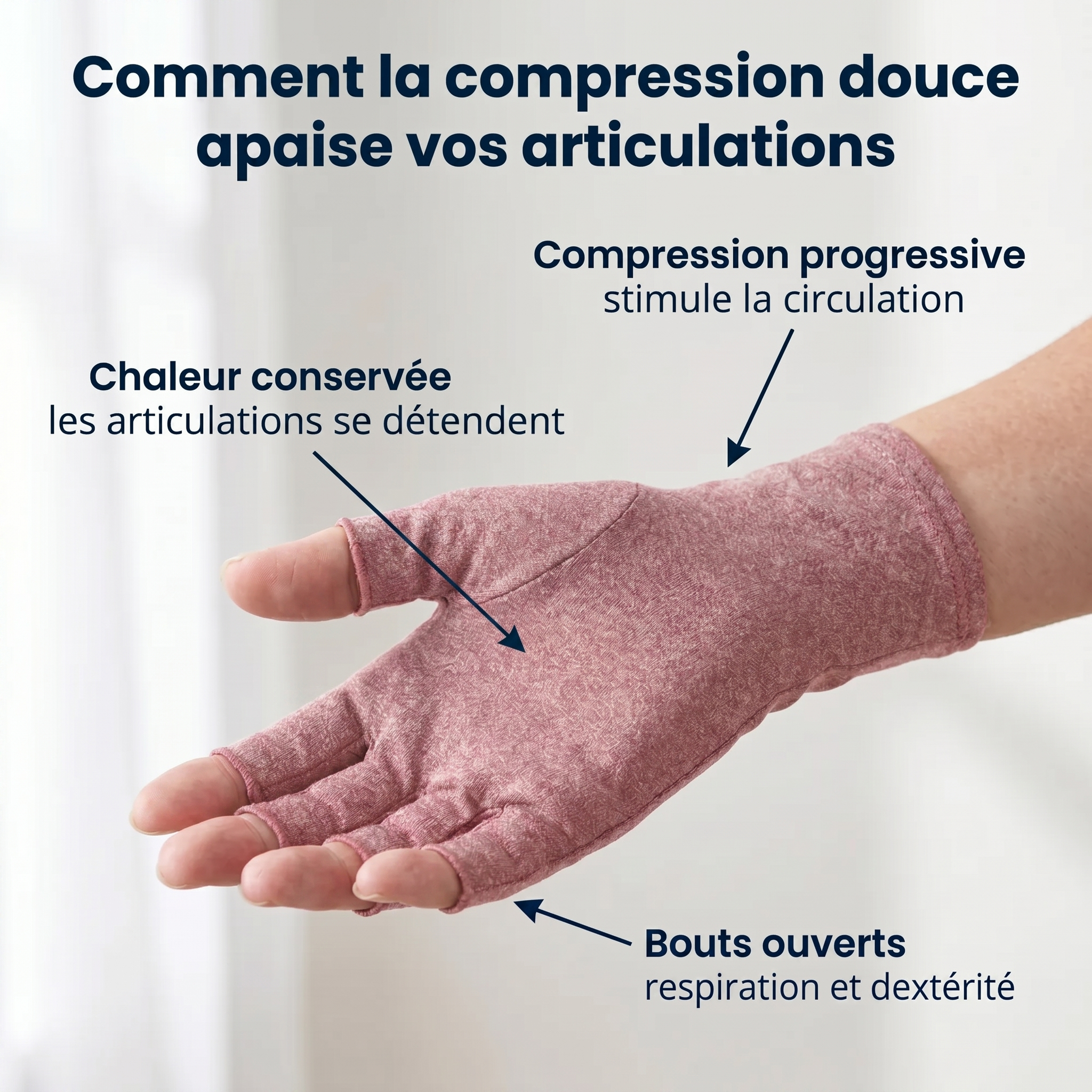 Gants de compression anti-douleurs Rose | Sameo™