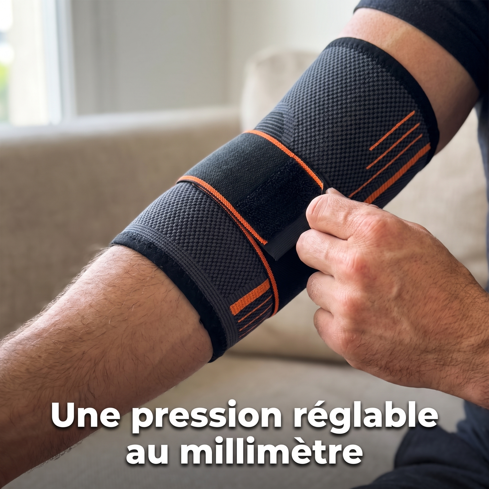 Sangle velcro réglable de la coudière Sameo — une pression réglable au millimètre