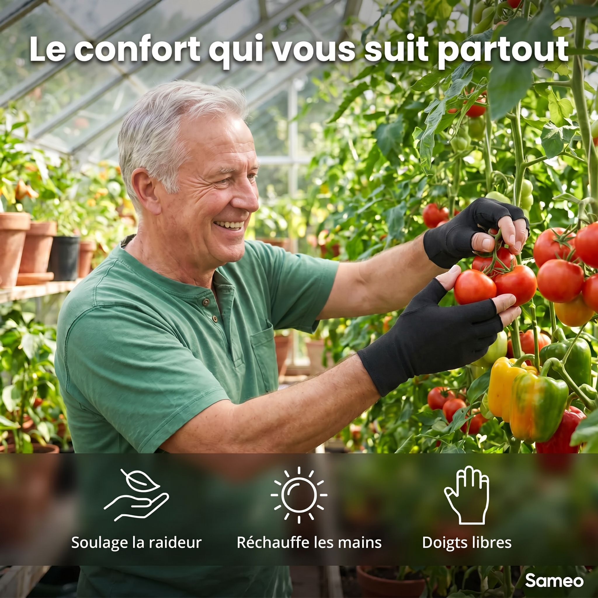 Gants de compression anti-douleurs Noir | Sameo™