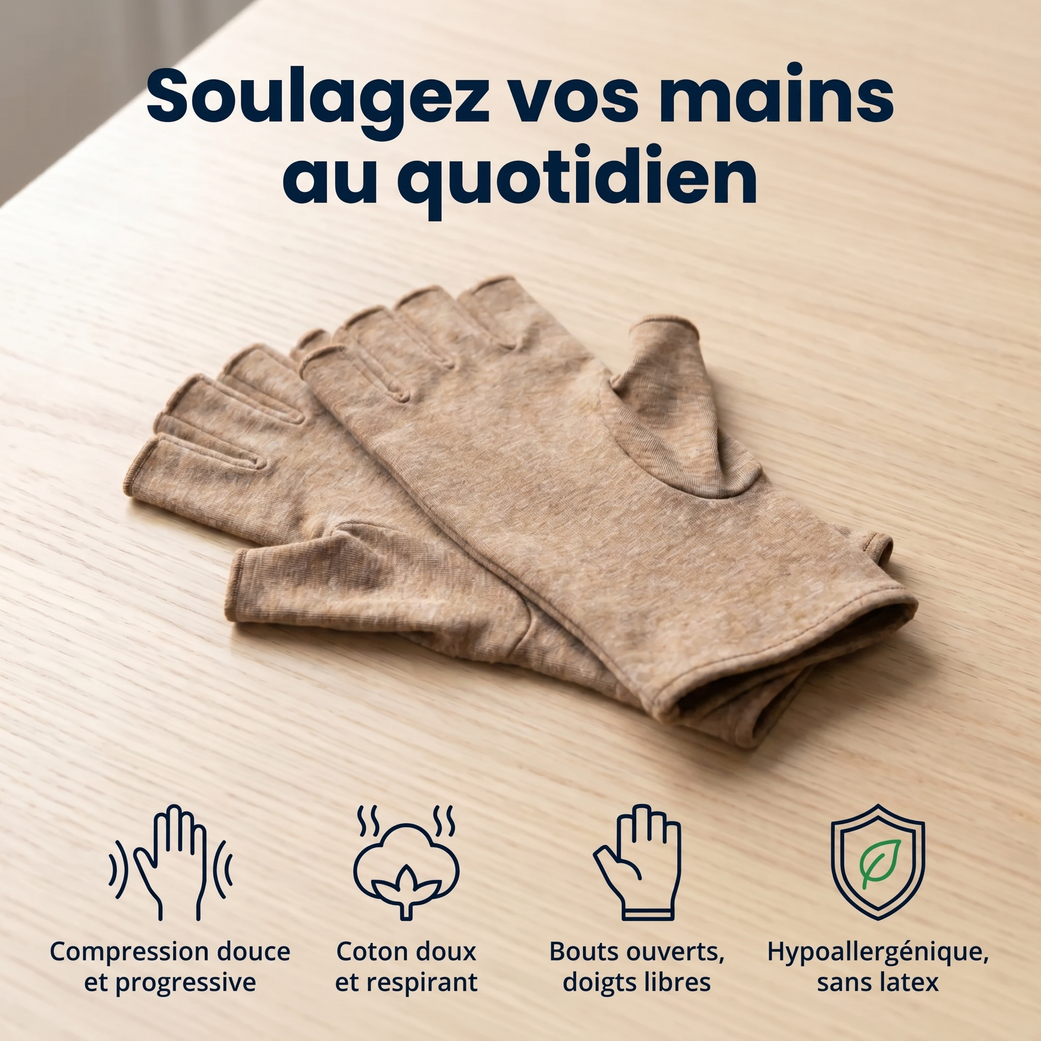 Gants de compression anti-douleurs Beige | Sameo™