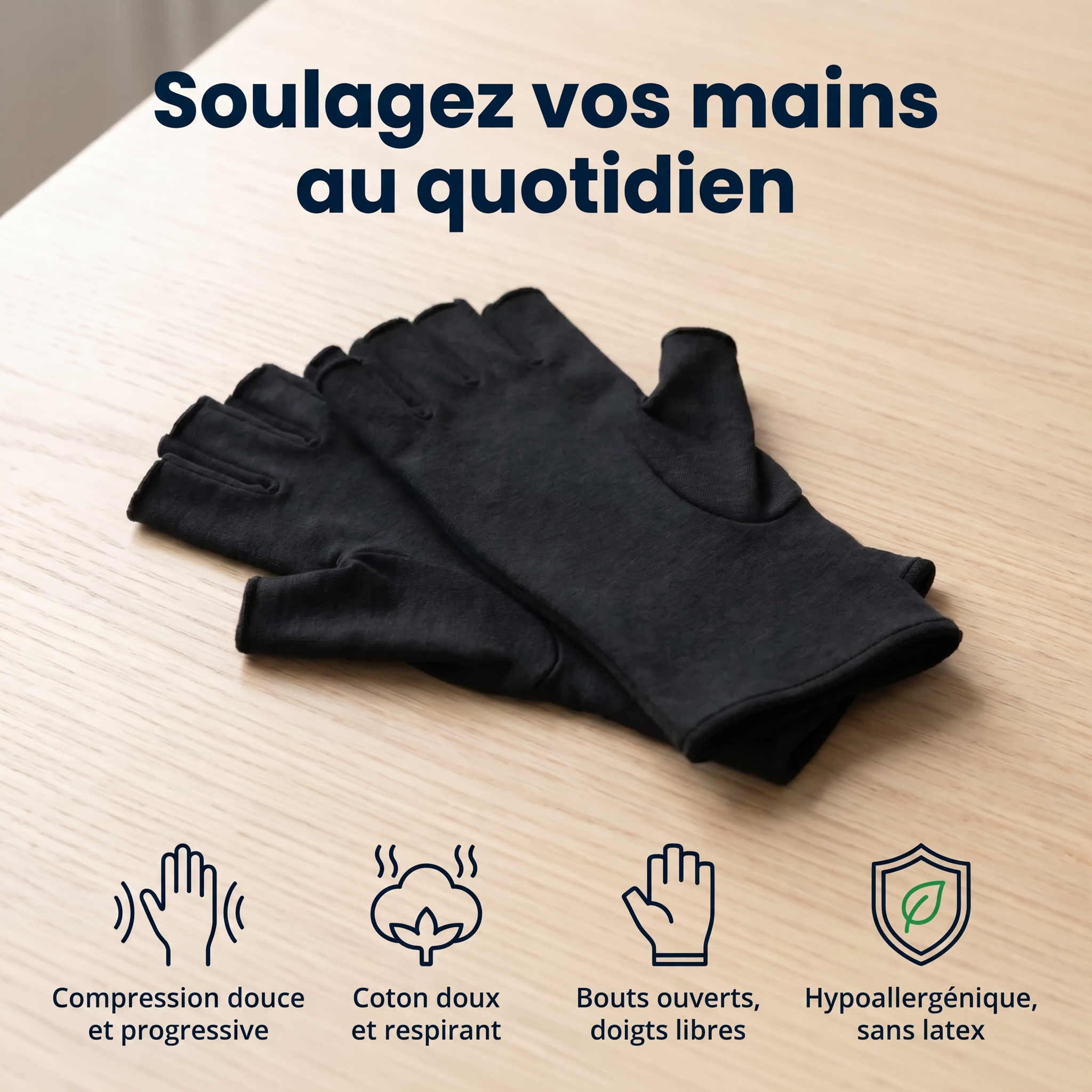 Gants de compression anti-douleurs Noir | Sameo™