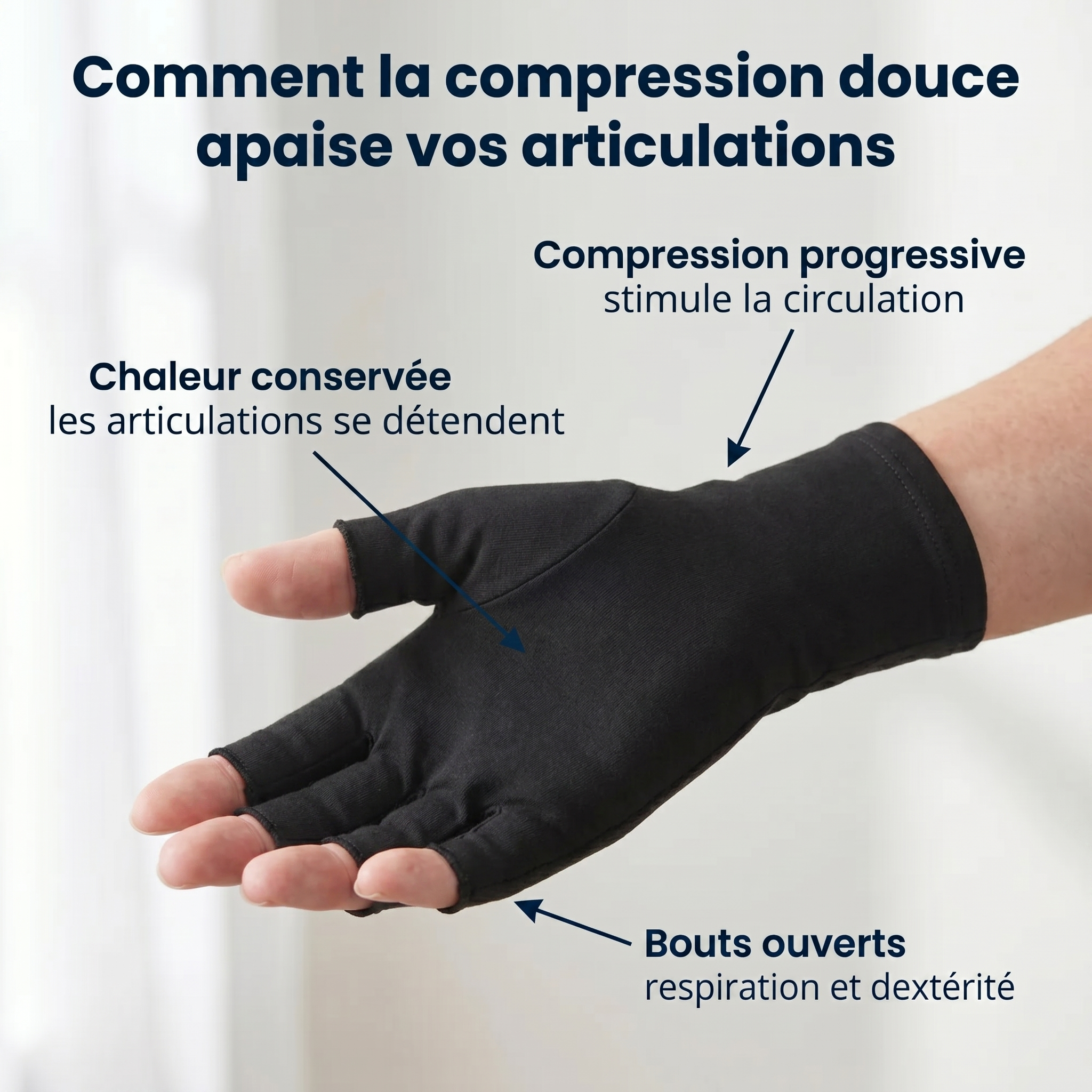 Gants de compression anti-douleurs Noir | Sameo™