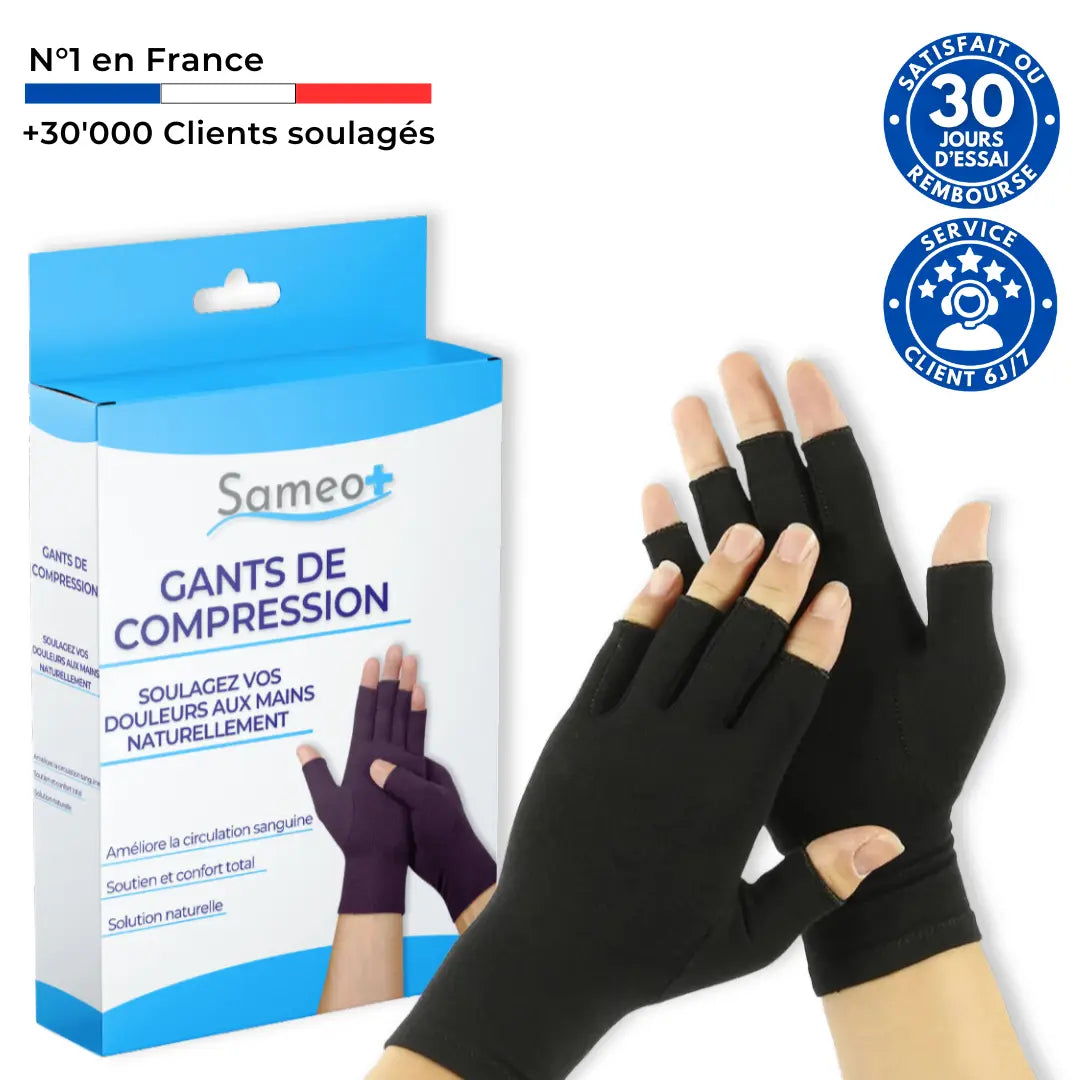 Gants de compression anti-douleurs Noir sameo