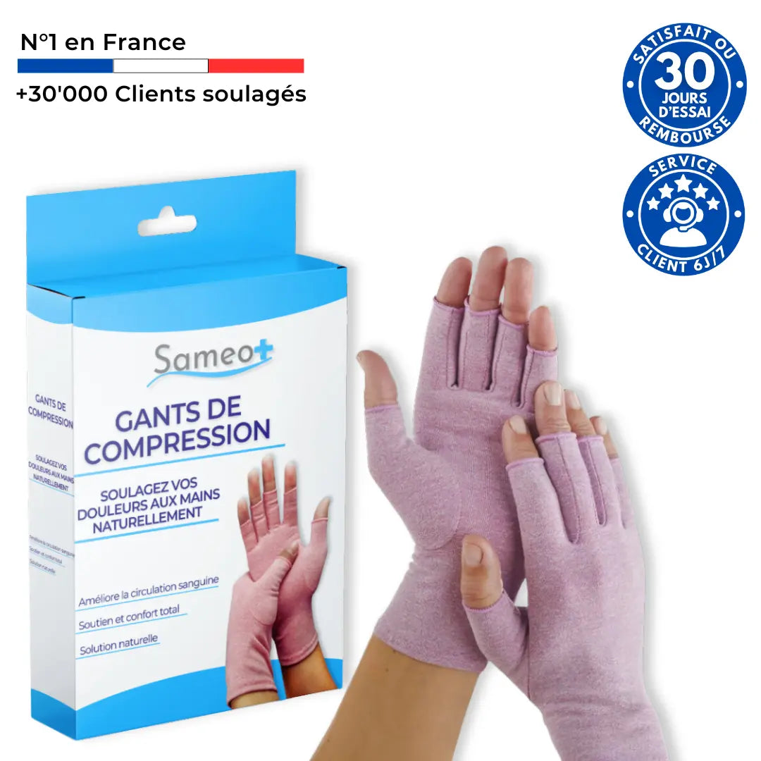 Gants de compression anti-douleurs Rose de Sameo