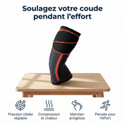 Infographie — soulagez votre coude pendant l'effort, 4 bénéfices clés