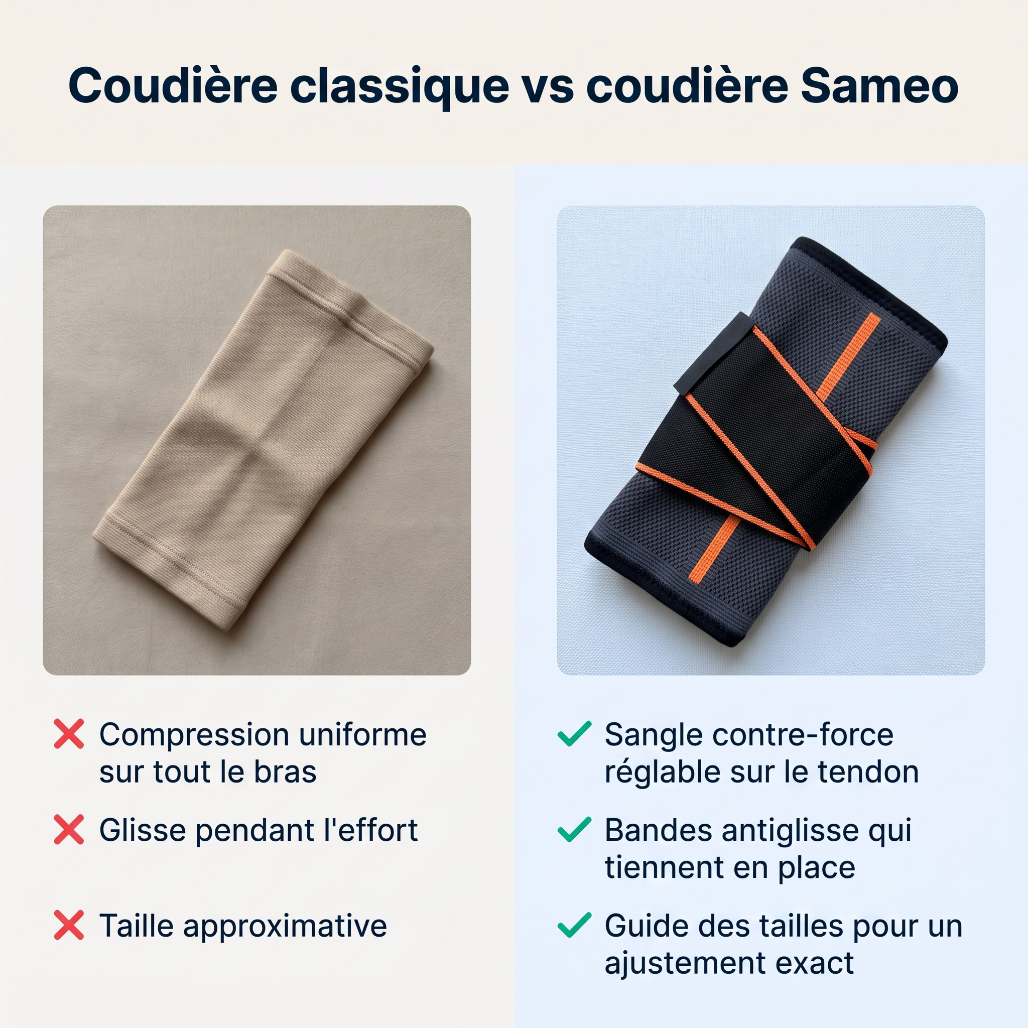 Comparatif coudière classique vs coudière Sameo
