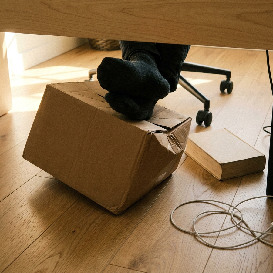 Boîte bricolée sous le bureau